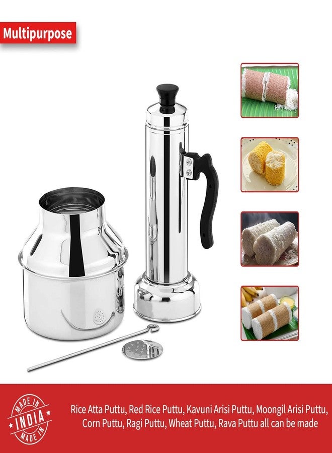 PANCA Stainless Steel Puttu Kudam Maker with Steamer Plate | Traditional Puttu Kutti with Lid & Stick | Puttu Maker for Cooker Use | Puttu Kozha Puttumakker - 1.5 Litre - Image 3